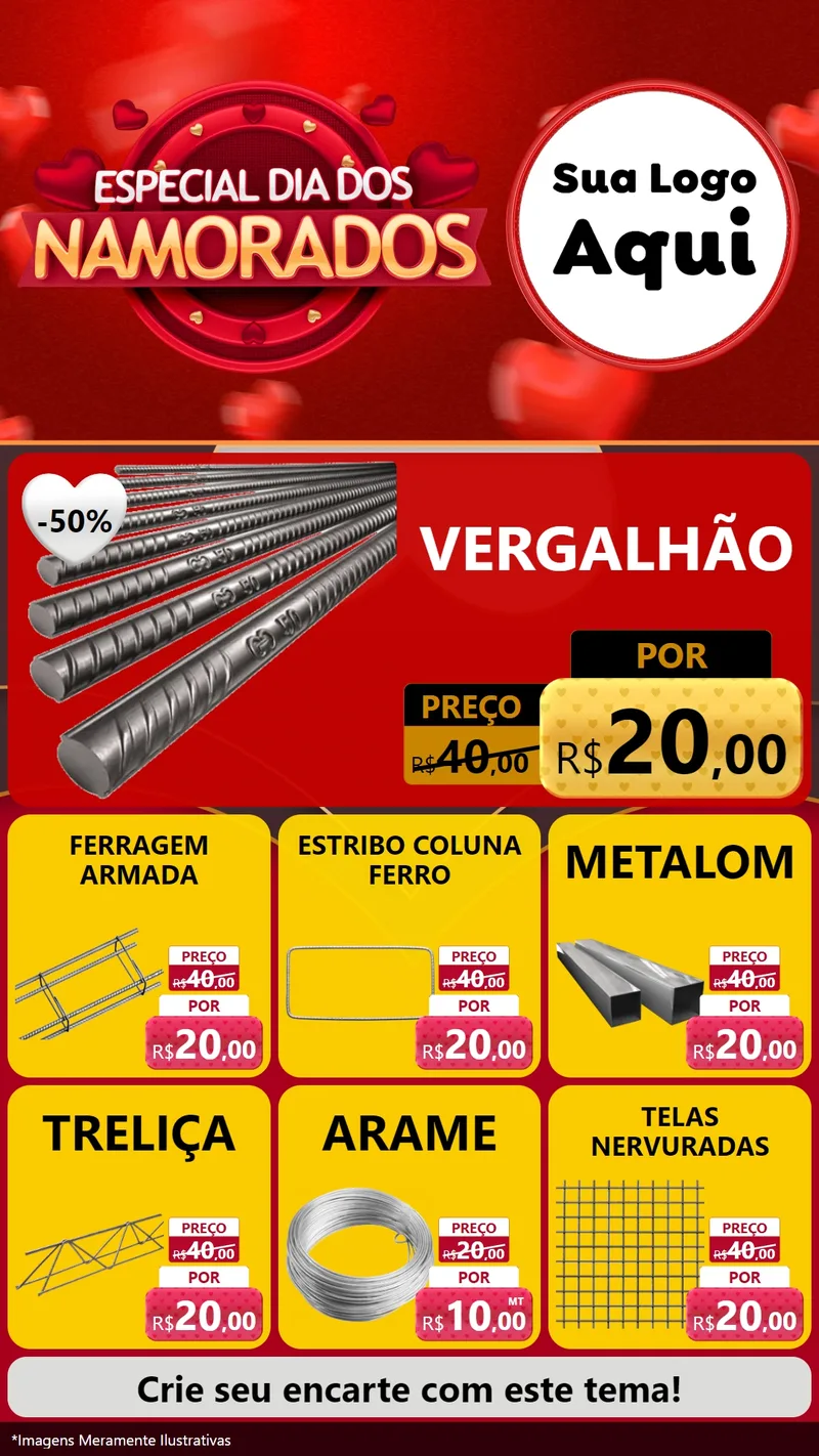 Modelo de Rede Social para Stories com o tema Especial Dia Dos Namorados para Ferragens