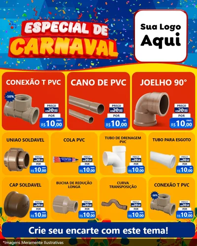 Modelo de Rede Social para Feed Instagram com o tema Especial de Carnaval para Tubos e conexões