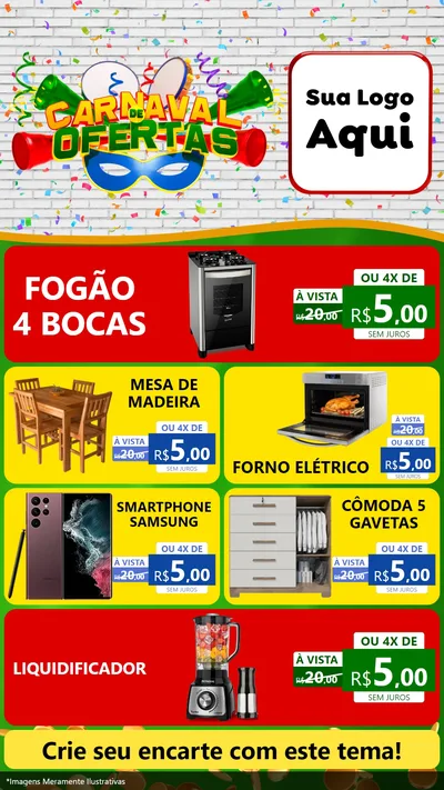 Modelo de TV para TV Vertical com o tema Carnaval de Ofertas para Móveis e Eletro