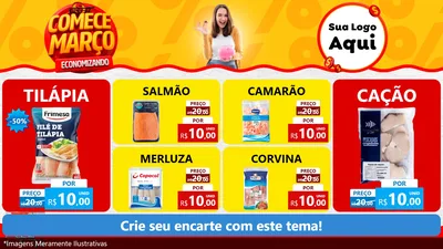 Modelo de TV para TV Horizontal com o tema Comece Março Economizando para Peixaria
