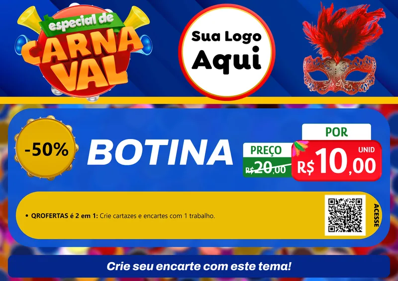 Modelo de Cartaz para Cartaz A4 Horizontal com o tema Especial de Carnaval para Agropecuária