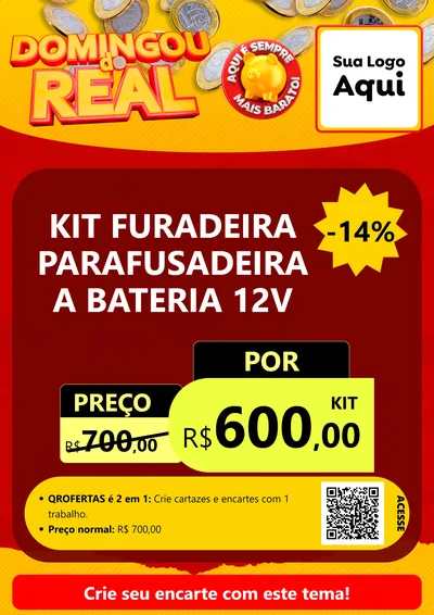 Modelo de Cartaz para Cartaz A4 Vertical com o tema Domingou do Real para Maquinas e Ferramentas