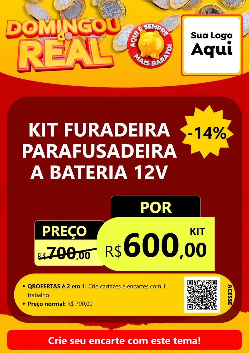 Modelo de Cartaz para Cartaz A4 Vertical com o tema Domingou do Real para Maquinas e Ferramentas