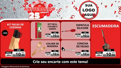 Modelo de TV para TV Horizontal com o tema Promoção de Aniversário - 25Anos para Utilidades Domésticas