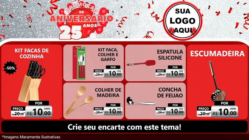Modelo de TV para TV Horizontal com o tema Promoção de Aniversário - 25Anos para Utilidades Domésticas