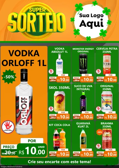 Modelo de Encarte para Encarte A4 Vertical com o tema Super Sorteio para Distribuidora de bebidas