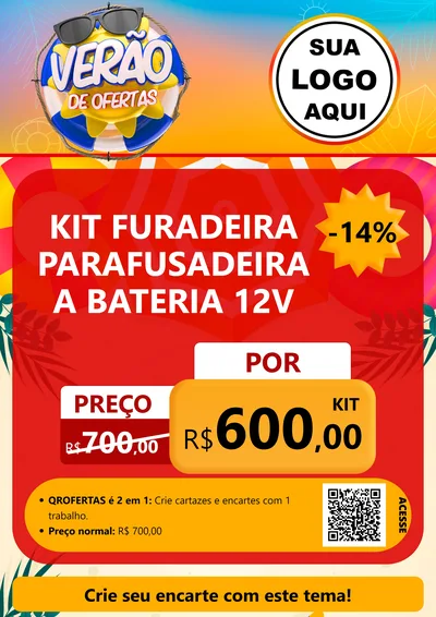 Modelo de Cartaz para Cartaz A4 Vertical com o tema Verão de Ofertas para Maquinas e Ferramentas