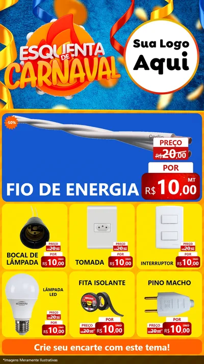 Modelo de Rede Social para Stories com o tema Esquenta de Carnaval para Materiais Elétricos