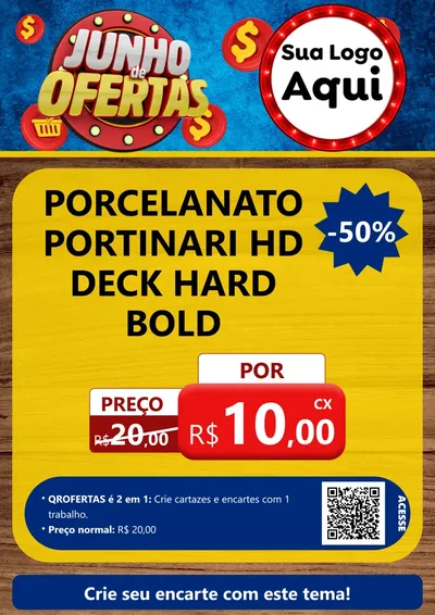 Modelo de Cartaz para Cartaz A4 Vertical com o tema Junho de Ofertas para Pisos e revestimentos