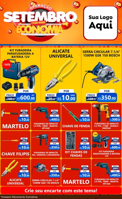 Modelo de Encarte para Encarte Grande com o tema Operação Setembro Com Muita Economia para Maquinas e Ferramentas