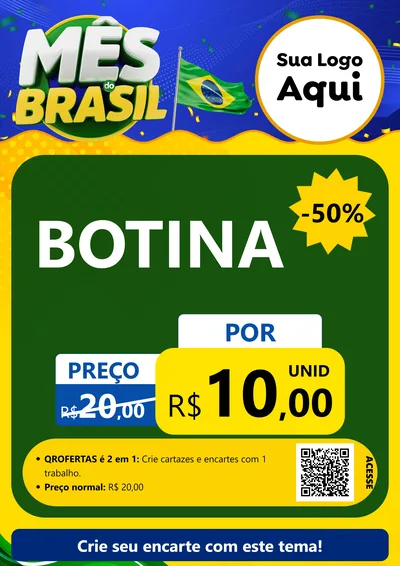 Modelo de Cartaz para Cartaz A4 Vertical com o tema Mês do Brasil para Agropecuária