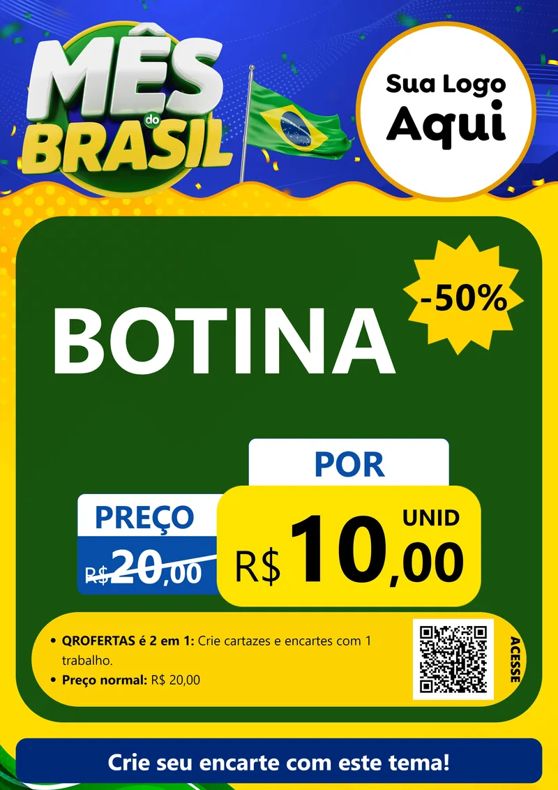 Modelo de Cartaz para Cartaz A4 Vertical com o tema Mês do Brasil para Agropecuária