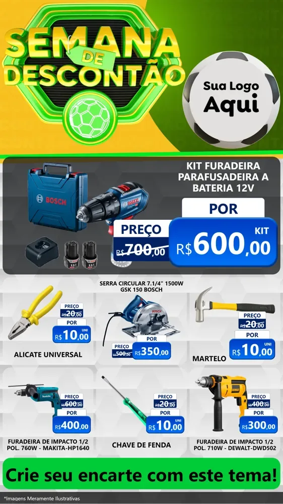 Modelo de Rede Social para Stories com o tema Semana de Descontão - Copa para Maquinas e Ferramentas