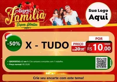 Modelo de Cartaz para Cartaz A4 Horizontal com o tema Alegria em Família Super Ofertas - Natal para Hamburgueria