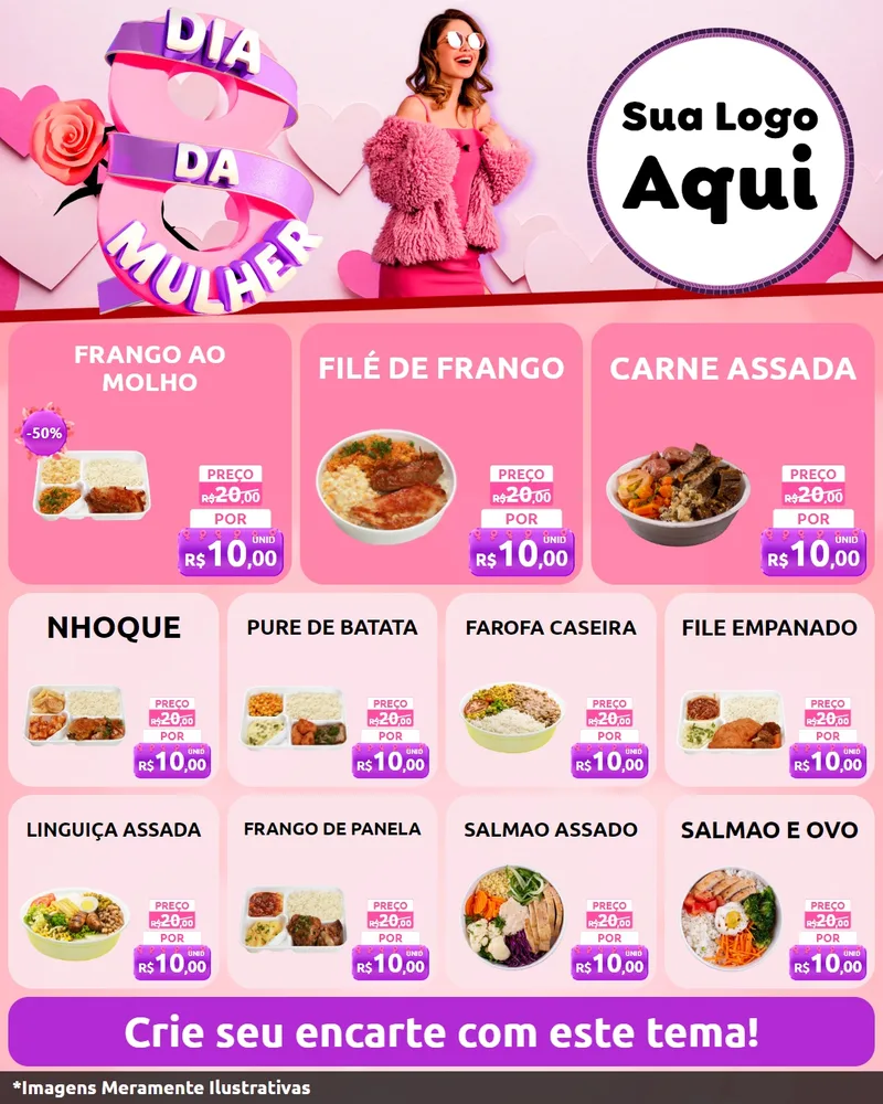 Modelo de Rede Social para Feed Instagram com o tema Dia da Mulher para Restaurante