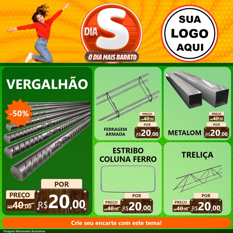 Modelo de Rede Social para Feed Facebook com o tema Dia S - O Dia Mais Barato para Ferragens
