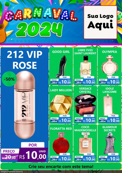 Modelo de Encarte para Encarte A4 Vertical com o tema Carnaval 2027 para Perfumes