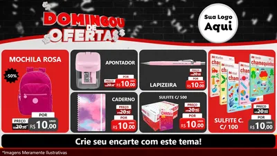 Modelo de TV para TV Horizontal com o tema Domingou de Ofertas para Papelaria