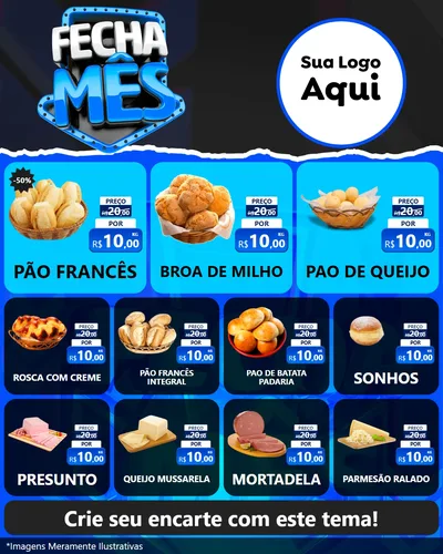 Modelo de Rede Social para Feed Instagram com o tema Fecha Mês para Padaria
