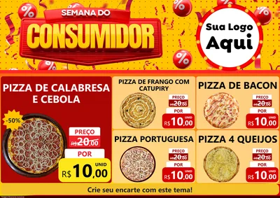 Modelo de Encarte para Encarte A4 Horizontal com o tema Semana do Consumidor para Pizzaria