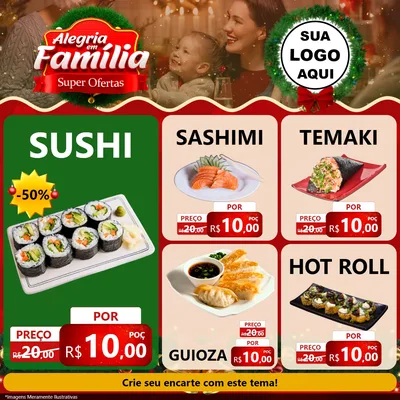 Modelo de Rede Social para Feed Facebook com o tema Alegria Em Família - Super Ofertas para Comida japonesa