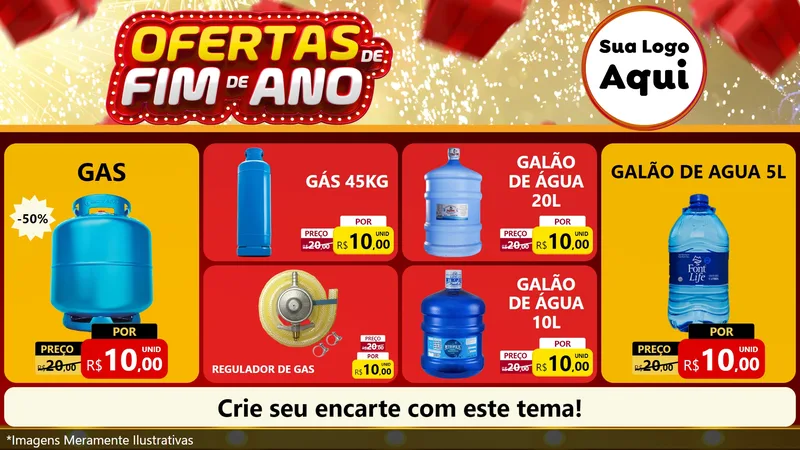 Modelo de TV para TV Horizontal com o tema Ofertas de Fim de Ano para Água e gás