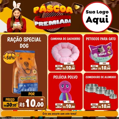 Modelo de Rede Social para Feed Facebook com o tema Páscoa Premiada para Pet Shop