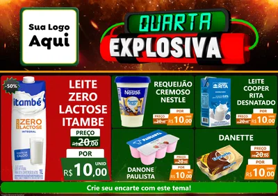 Modelo de Encarte para Encarte A4 Horizontal com o tema Quarta Explosiva para Frios e Laticínios