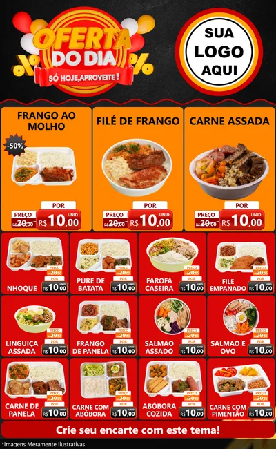 Modelo de Encarte para Encarte Grande com o tema Oferta do Dia - Só hoje, Aproveite! para Restaurante