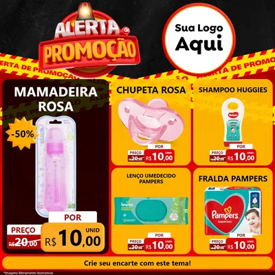 Modelo de Rede Social para Feed Facebook com o tema Alerta de Promoção para Bebês