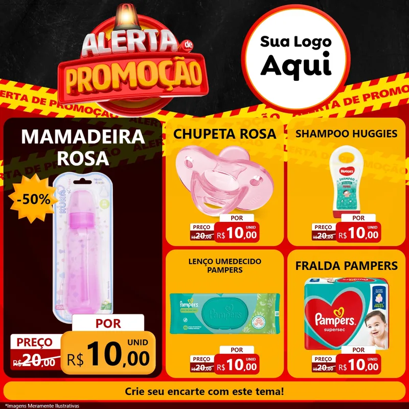 Modelo de Rede Social para Feed Facebook com o tema Alerta de Promoção para Bebês