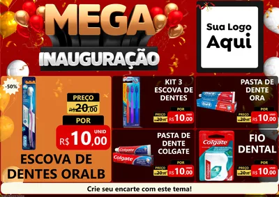Modelo de Encarte para Encarte A4 Horizontal com o tema Mega Inauguração para Higiene Pessoal