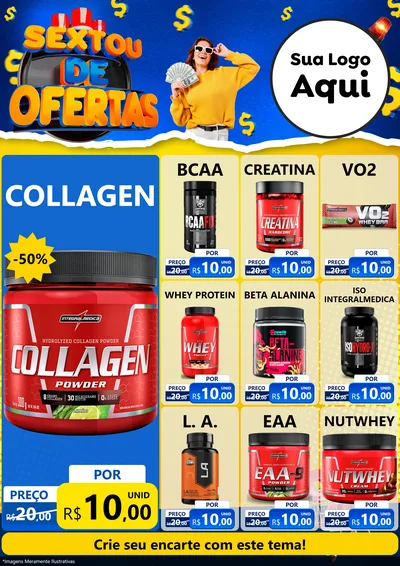 Modelo de Encarte para Encarte A4 Vertical com o tema Sextou de Ofertas para Suplementos alimentares