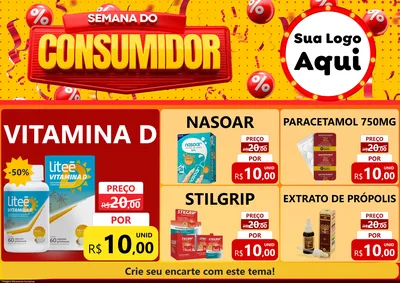 Modelo de Encarte para Encarte A4 Horizontal com o tema Semana do Consumidor para Farmácia