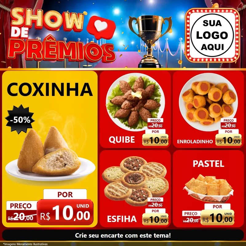 Modelo de Rede Social para Feed Facebook com o tema Show de Prêmios para Salgadaria