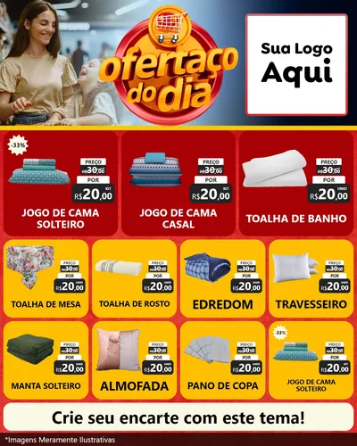 Modelo de Rede Social para Feed Instagram com o tema Ofertaço Do Dia para Cama, Mesa e Banho