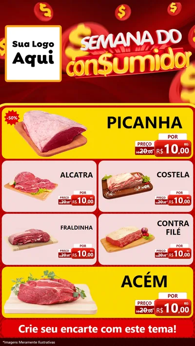 Modelo de TV para TV Vertical com o tema Semana do Consumidor para Açougue