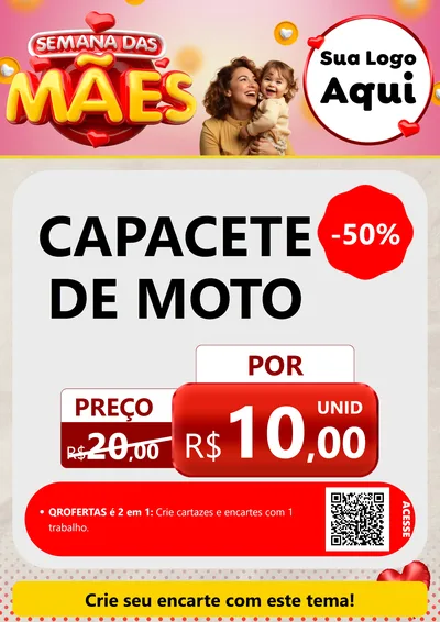 Modelo de Cartaz para Cartaz A4 Vertical com o tema Semana das Mães para Moto peças