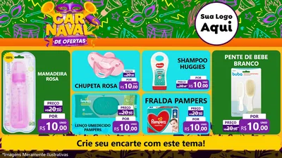 Modelo de TV para TV Horizontal com o tema Carnaval de Ofertas para Bebês