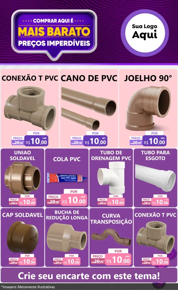 Modelo de Encarte para Encarte Grande com o tema Mais Barato para Tubos e conexões
