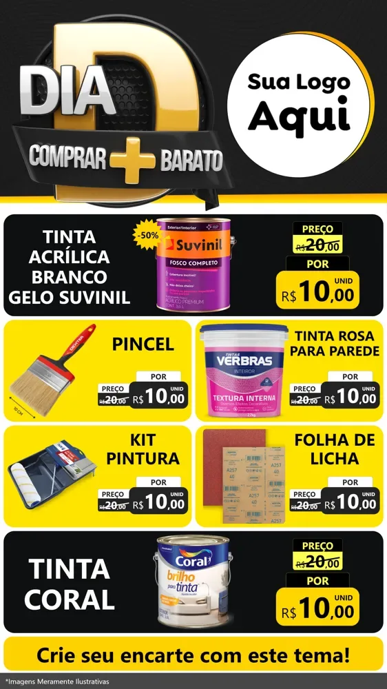 Modelo de TV para TV Vertical com o tema Dia D Mais Economia para Tintas e Ferramentas