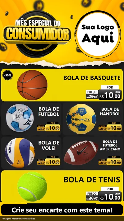 Modelo de TV para TV Vertical com o tema Mês Especial do Consumidor para Artigos Esportivos