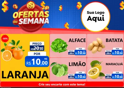 Modelo de Encarte para Encarte A4 Horizontal com o tema Ofertas Da Semana para Hortifrúti