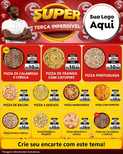 Modelo de Rede Social para Feed Instagram com o tema Super Terça Imperdível para Pizzaria