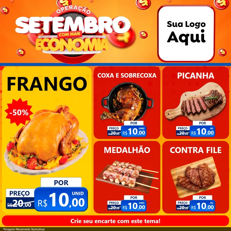 Modelo de Rede Social para Feed Facebook com o tema Operação Setembro Com Muita Economia para Assados