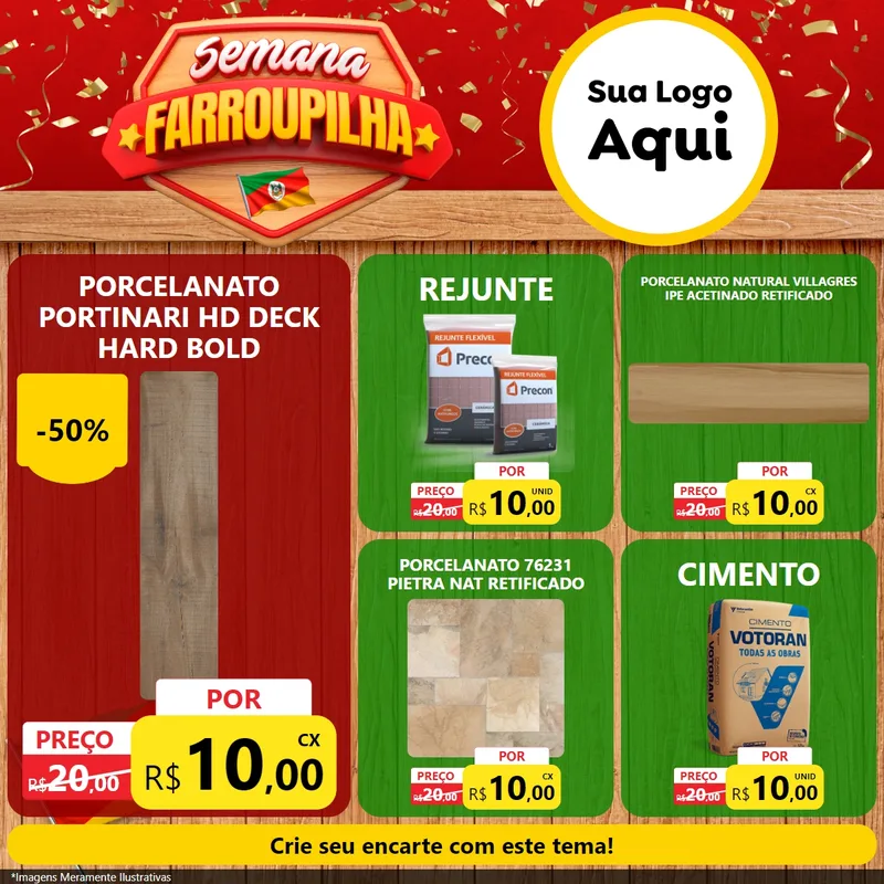 Modelo de Rede Social para Feed Facebook com o tema Semana Farroupilha para Pisos e revestimentos