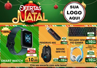 Modelo de Encarte para Encarte A4 Horizontal com o tema Ofertas de Natal para Informática