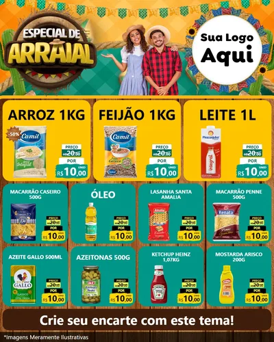 Modelo de Rede Social para Feed Instagram com o tema Especial De Arraial para Supermercado