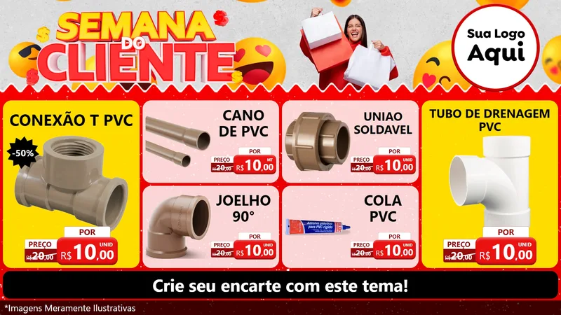Modelo de TV para TV Horizontal com o tema Semana do Cliente para Tubos e conexões