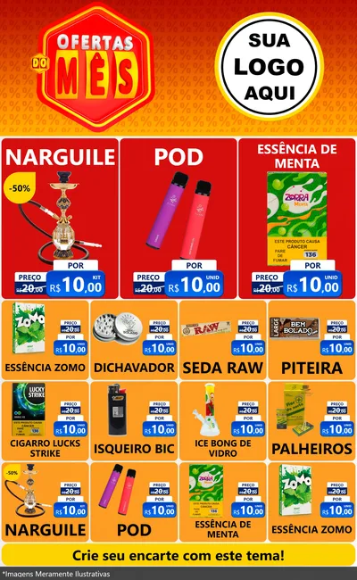 Modelo de Encarte para Encarte Grande com o tema Ofertas do Mês para Tabacaria
